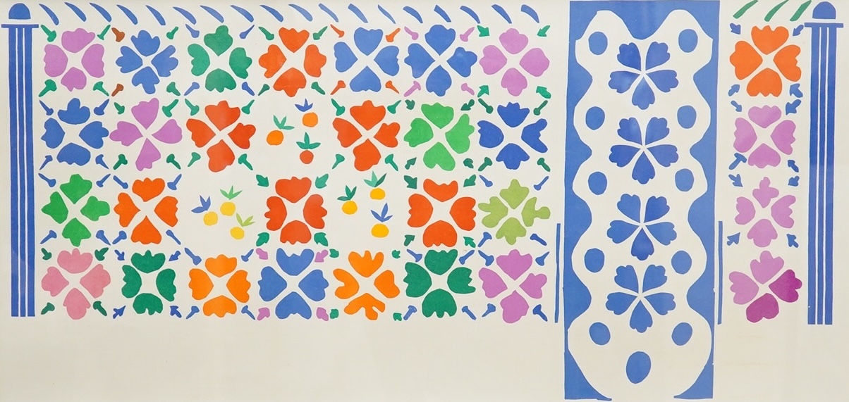 After Henri Matisse (French, 1869-1954), colour lithograph, ‘Decoration Fruits’, Paris 1958, 35 x 72cm. Condition - good